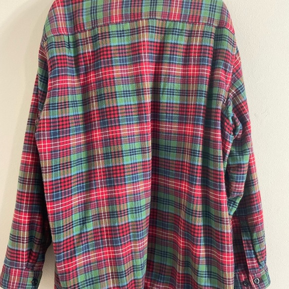 LL Bean Mens Flannel Plaid Fleece Lined Shirt Shacket Size XL Regular Red Green - Picture 3 of 10